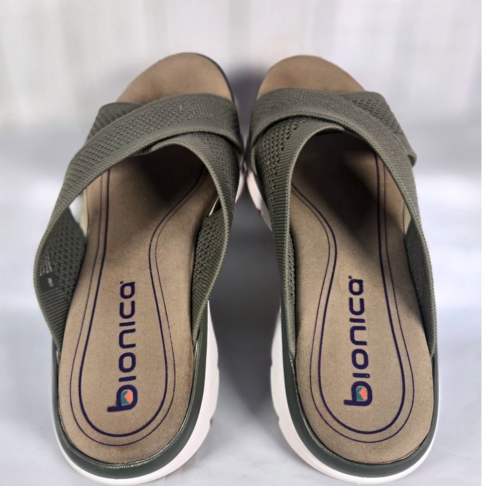 Bionica Avary Slides Womens 10M Olive Cross Strap Slip On Slip Resistant Sandals - Picture 5 of 7
